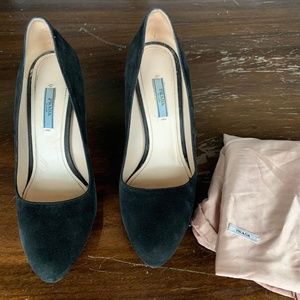 Prada black suede pumps